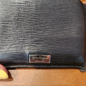 USED Salvatore Ferragamo Black Leather Card Holder AUTHENTIC